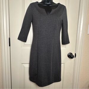 Banana Republic Women's Gray V Neck 3/4 Sleeve Sheath Dress Stretch Size 0 EUC